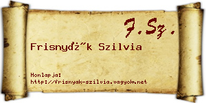 Frisnyák Szilvia névjegykártya